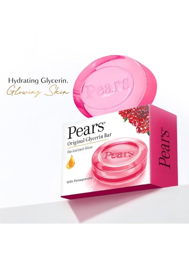 Pears Original Glycerin Soap Bar - Revitalized Glow | With 98% Pure Glycerin & Pomegranate | With Plant Based Cleanser for Skin & Body | Paraben-free | 125gms x 4 - Image 2
